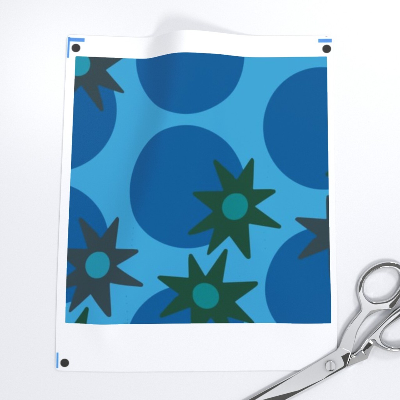 Bold Fruit Blue Geometric Blueberry Modern Monochrome Abstract Dots Custom Printed Fabric by Spoonflower Various Fabrics by the Yard or Fat Quarter